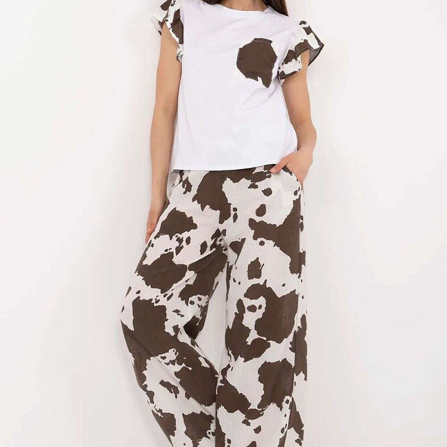 Brown Set With Blouse And Wide Leg Pants Model 212522