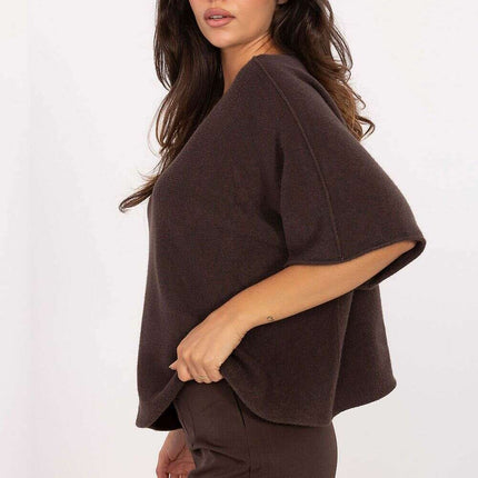 Brown Short Sleeve Sweater Model 216679 Casual Knitwear - Très Elite