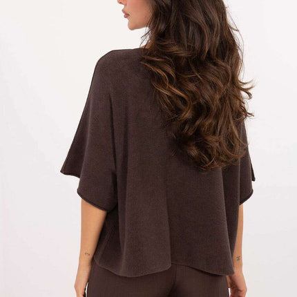 Brown Short Sleeve Sweater Model 216679 Casual Knitwear - Très Elite