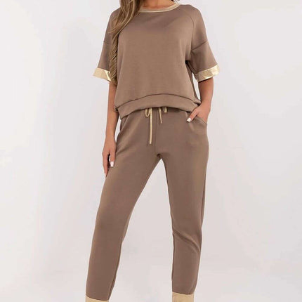 Brown Two Piece Womens Set Model 212051 Viscose Cotton - Très Elite