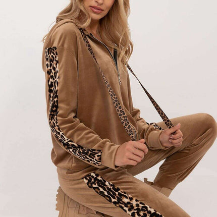 Brown Velour Set With Blouse And Pants For Women 201592 - Très Elite