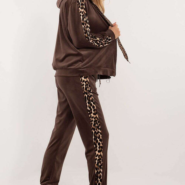 Brown Velour Set With Blouse And Pants For Women 201592