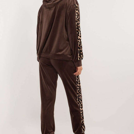 Brown Velour Set With Blouse And Pants For Women 201592 - Très Elite