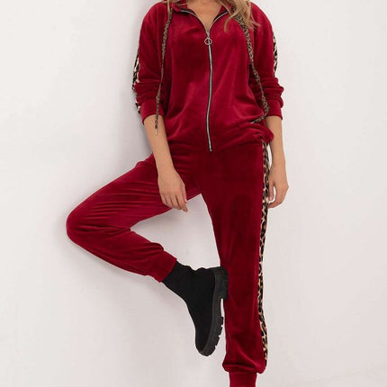 Brown Velour Set With Blouse And Pants For Women 201592 - Très Elite