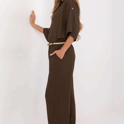Brown Women Trousers 214059 Boho High Waist Wide Leg Pants - Très Elite