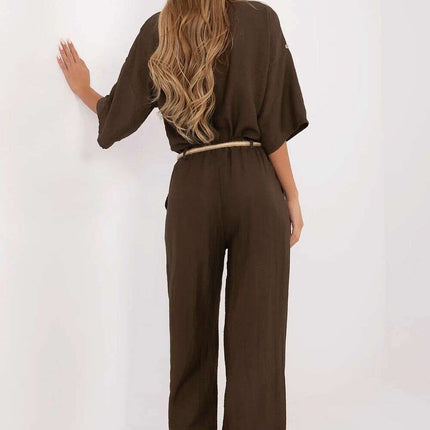 Brown Women Trousers 214059 Boho High Waist Wide Leg Pants - Très Elite