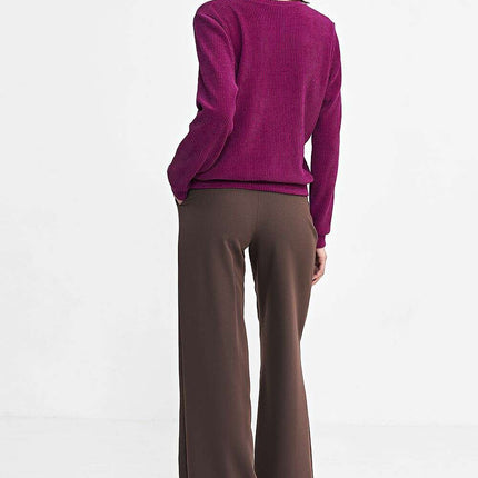 Brown Womens Relaxed Fit Trousers Wide Leg Casual Pants - Très Elite