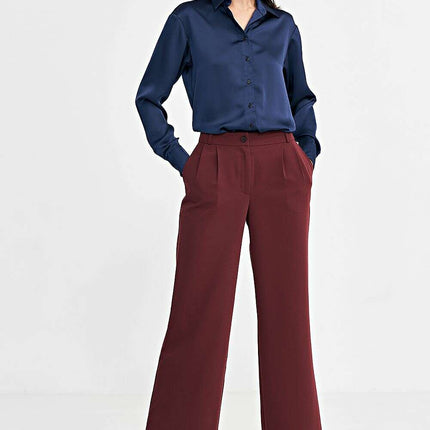 Brown Womens Relaxed Fit Trousers Wide Leg Casual Pants - Très Elite