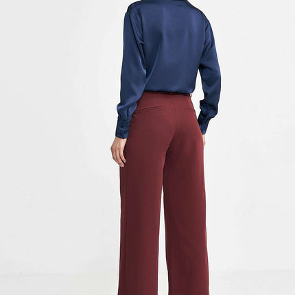 Brown Womens Relaxed Fit Trousers Wide Leg Casual Pants - Très Elite