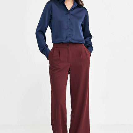 Brown Womens Relaxed Fit Trousers Wide Leg Casual Pants - Très Elite