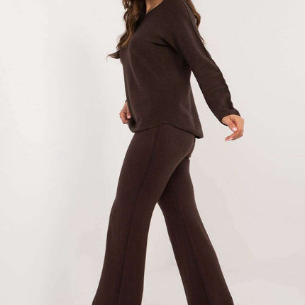 Brown Womens Sweater Set 216690 Cozy Viscose Blend Pants - Très Elite