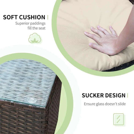 Brown and Beige Lightweight 3-Piece Rattan Outdoor Seating Set with Cushions..