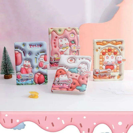 Bunny Planet Delight: Colorful Student Planner Notebook with Magnetic Closure..