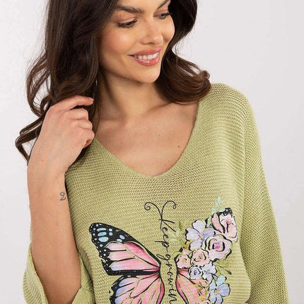 Butterfly Print Jumper Model 208711 Soft Knit Sweater