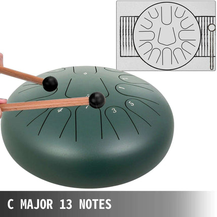 C Major 12" VEVOR Steel Tongue Drum with Travel Case - Discover Serene Melodies - Très Elite