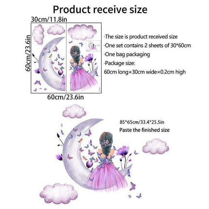 Celestial Butterfly Maiden PVC Wall Art Stickers for Dreamy Room Transformation