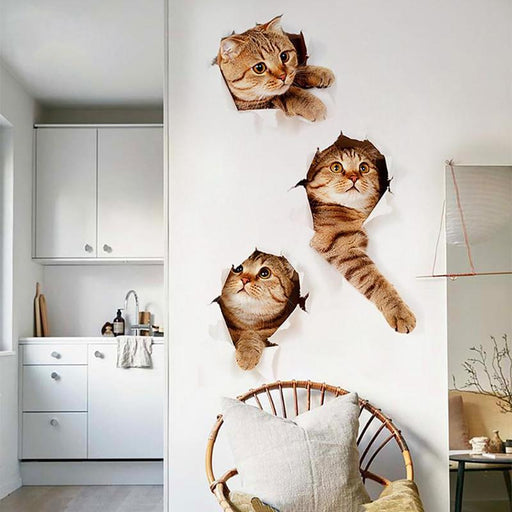 Elegant 3D Cat Vinyl Decals for Stylish Home Decor