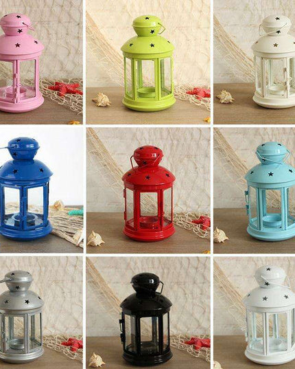 Elegant European Iron Candleholder Set with Glass Cup for Stylish Home Accents