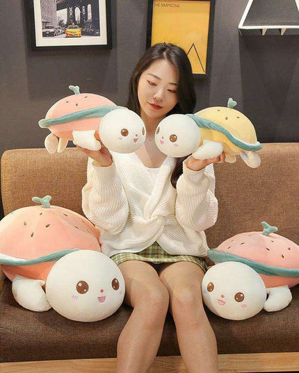 Watermelon Turtle Comfort Cuddle Pillow for Cozy Relaxation