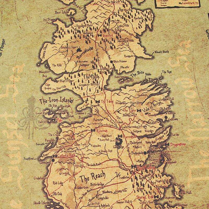Westeros Map Retro Kraft Paper Wall Art - Game of Thrones Vintage Poster