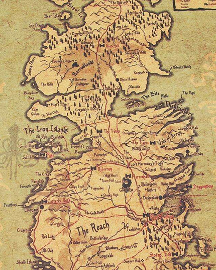 Westeros Map Retro Kraft Paper Wall Art - Game of Thrones Vintage Poster
