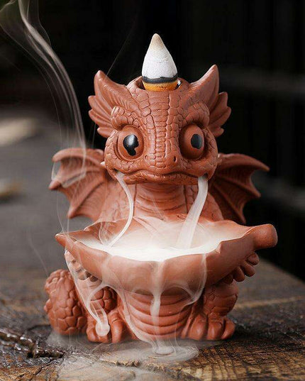 Mystical Dinosaur Treasure Backflow Incense Burner in Purple Sand for Tranquil Atmosphere