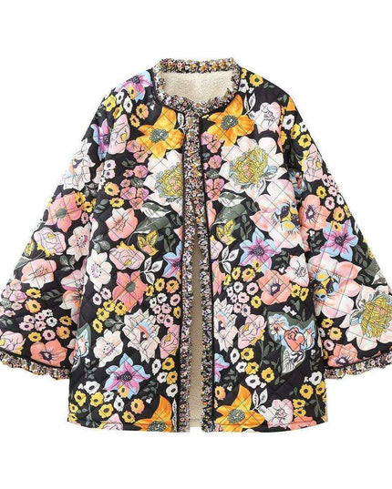 Chic Spliced Printed Coat: A Fashion-Forward Statement for Women's Winter Wardrobe
