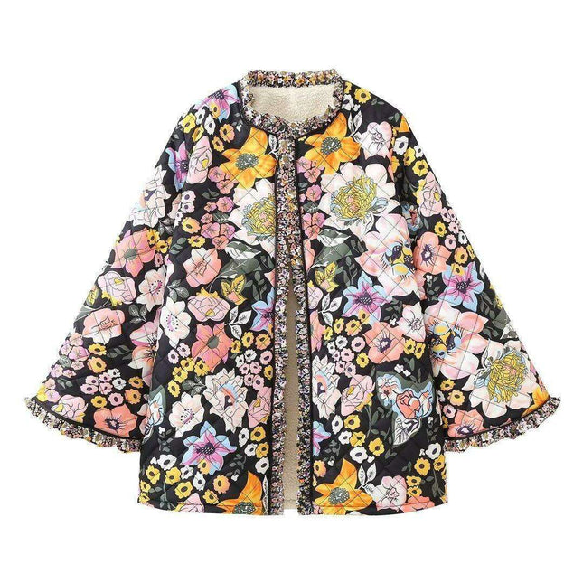 Chic Spliced Printed Coat: A Fashion-Forward Statement for Women's Winter Wardrobe