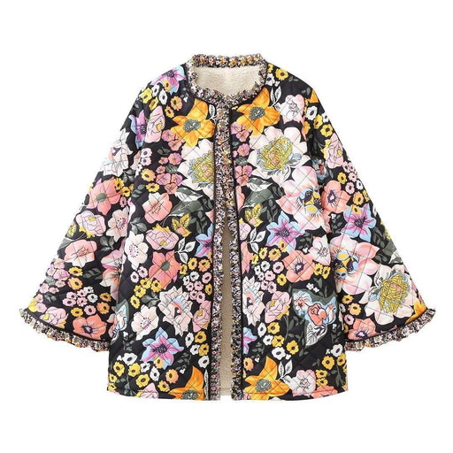 Luxe Fashion: Printed Spliced Coat for Elegant Autumn & Winter Style