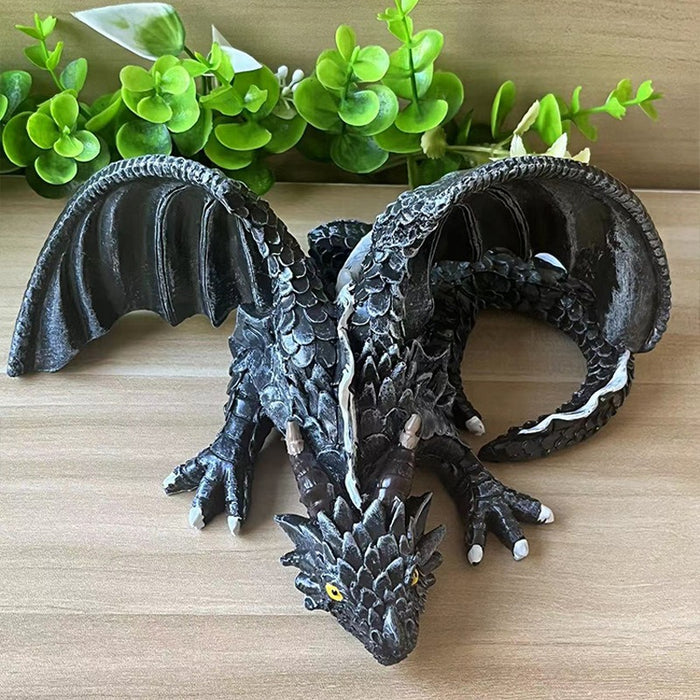European Winged Dragon Sculpture - Exquisite Resin Desk Decor