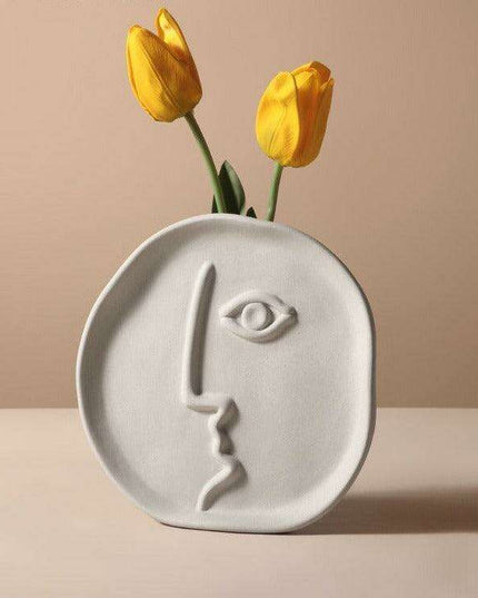 Abstract Beauty: Handcrafted Porcelain Vase with Geometric Charm
