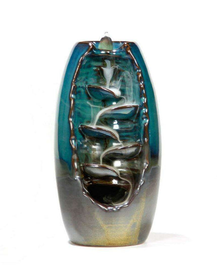 Tranquil Lotus Blossom Ceramic Backflow Incense Burner - Handcrafted Aromatherapy Furnace Artisan Elegance