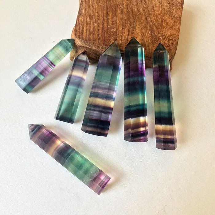 Fluorite Crystal Energy Wand with Vibrant Stripes