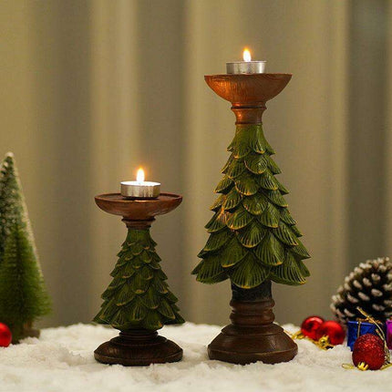 Elegant Holiday Candle Holder: Premium Resin Christmas Decor