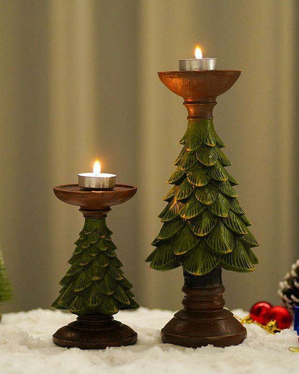 Elegant Holiday Candle Holder: Premium Resin Christmas Decor