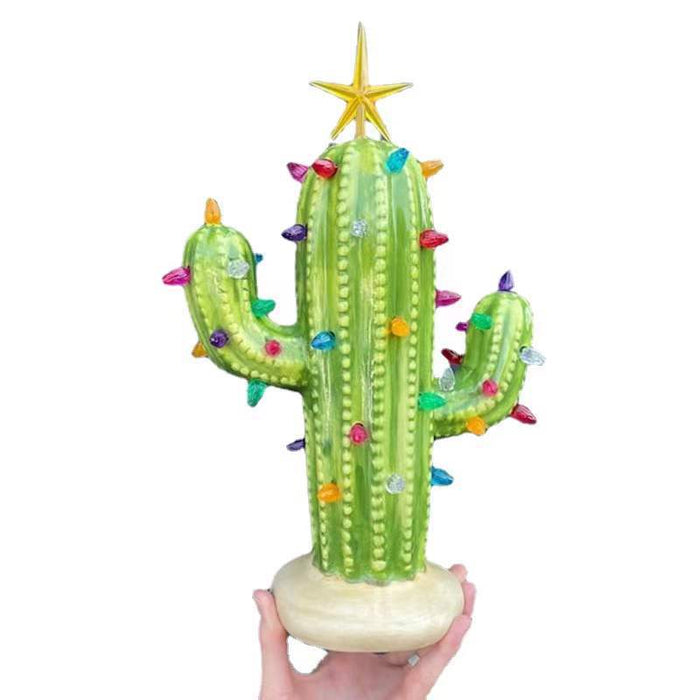 Cactus LED Resin Night Light - Decorative Plant Lamp