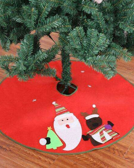 Festive Red Embroidered Christmas Tree Skirt - 90/100cm Diameter