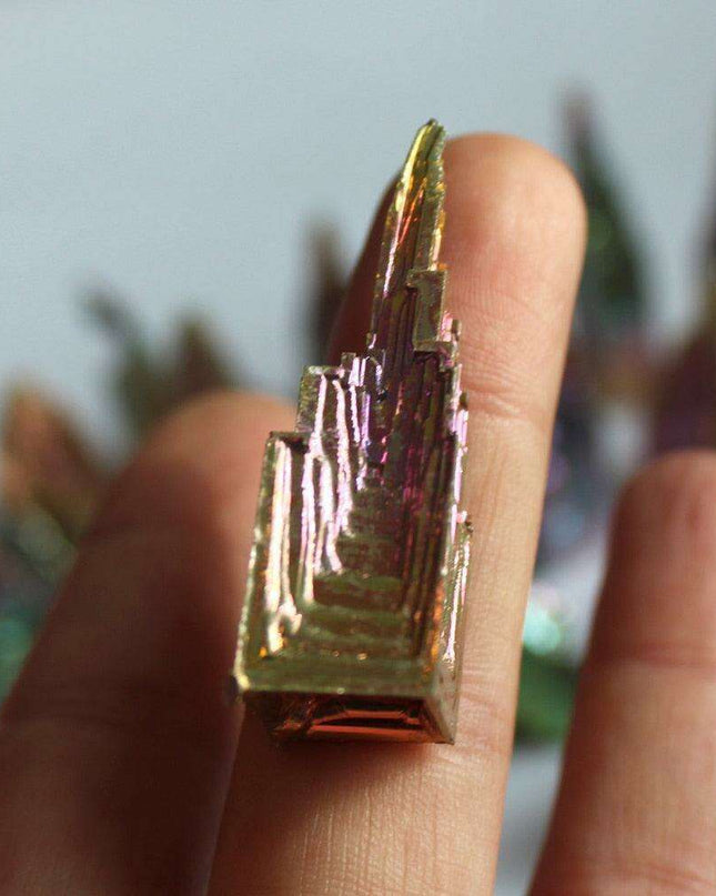 Enchanting Green Bismuth Pyramid: A Natural Treasure of Radiance