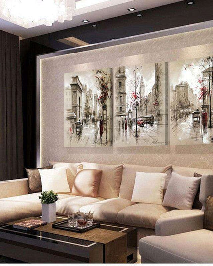 Urban Elegance Contemporary Cityscape Canvas Art | Oil Painting for Modern Interiors