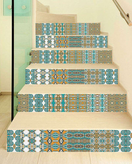 Transform Your Stairs with Stylish Abstract Geometric Decals