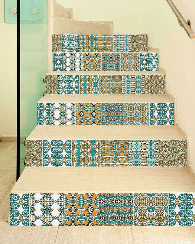 Transform Your Stairs with Stylish Abstract Geometric Decals