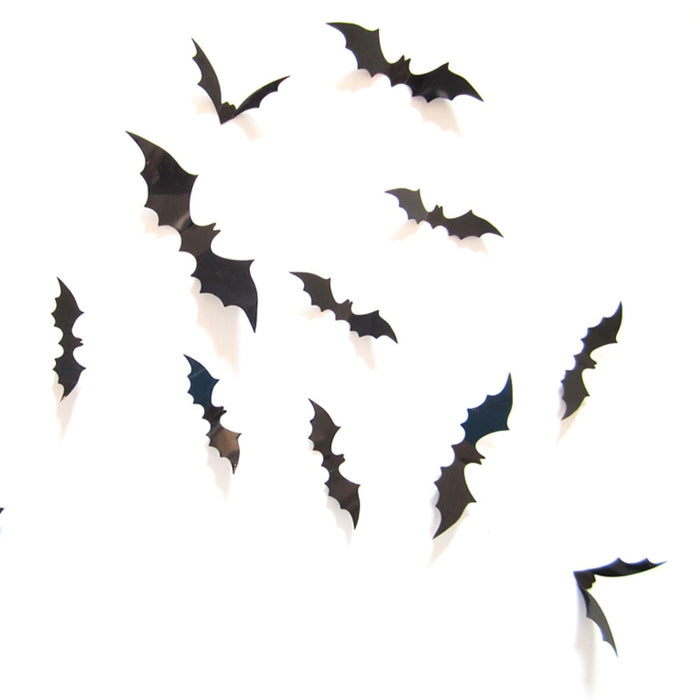 Halloween DIY Black PVC Bat Wall Decals Set for Spooky Home Decor