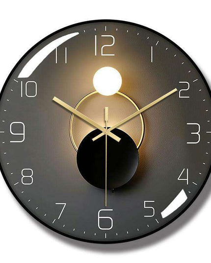 Sophisticated 12-Inch Silent Wall Clock with Curved Glass and Wooden Backing for Timeless Elegance