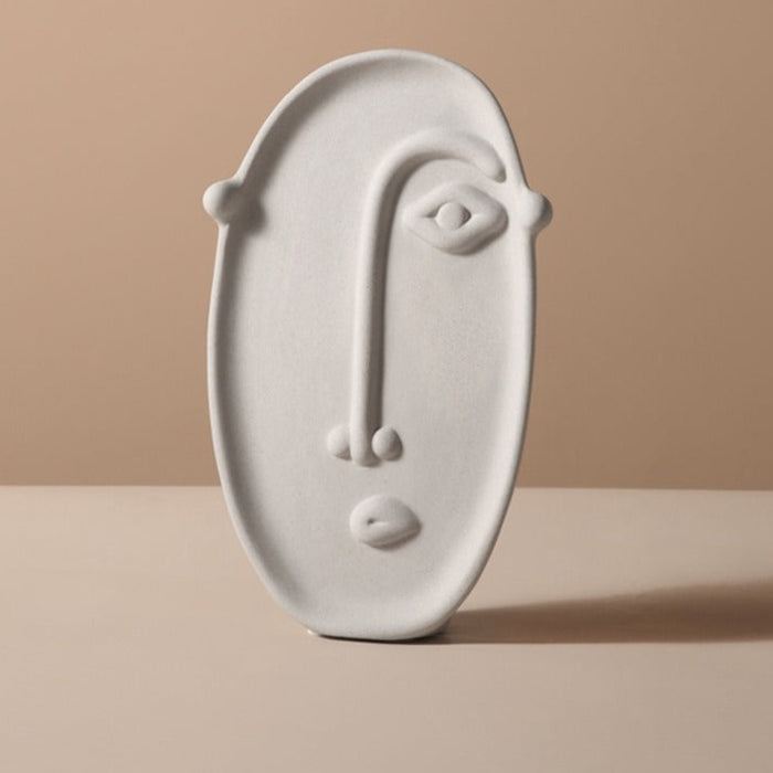 Geometric Artistry: Abstract Face Vase with Antique Porcelain Glamour