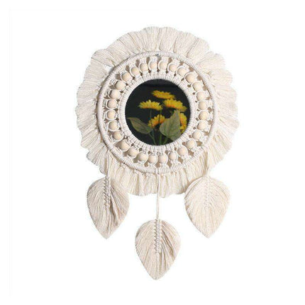 Bohemian Bliss: Artisan Cotton Tapestry with Wooden Bead Accents