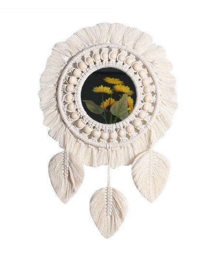 Bohemian Bliss: Artisan Cotton Tapestry with Wooden Bead Accents