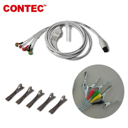 7 6 Pin 5 Lead Veterinary ECG Cable With 5 Clips For CONTEC CMS8000VET CMS6000VET