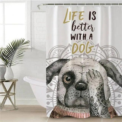 Canine Capers Shower Curtain for Dog Enthusiasts- Très Elite