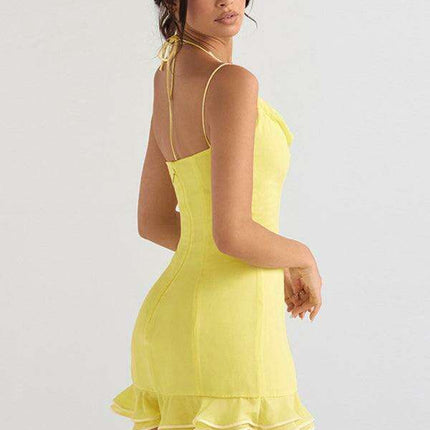 Captivating Backless Lace Halter Suspender Skirt - Sophisticated Elegance - Très Elite