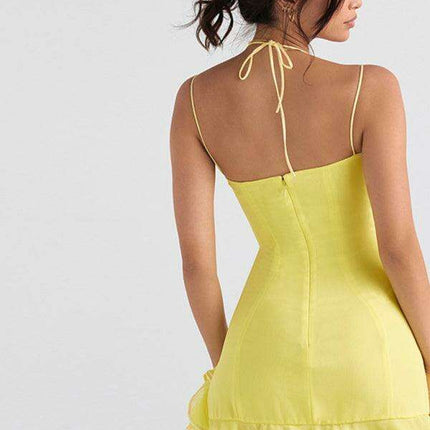 Captivating Backless Lace Halter Suspender Skirt - Sophisticated Elegance - Très Elite